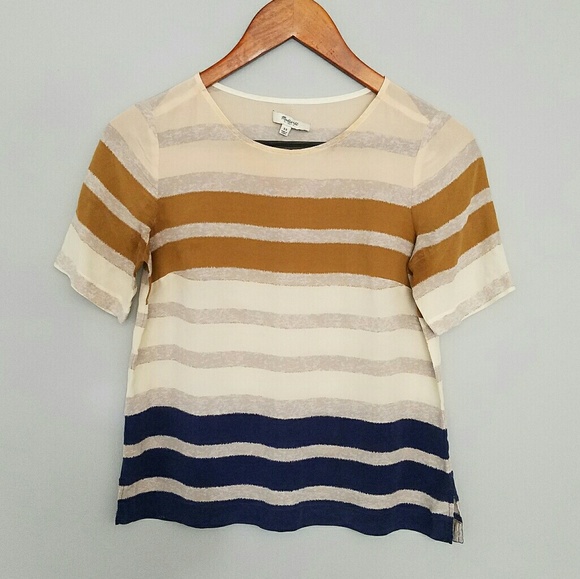 Madewell Tops - Madewell hazestripe 100% silk top XS
